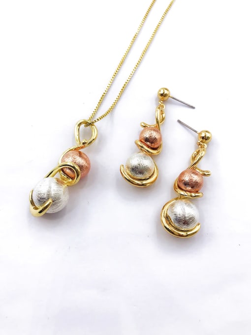 VIENNOIS Minimalist Irregular Zinc Alloy Bead Multi Color Earring and Necklace Set 0