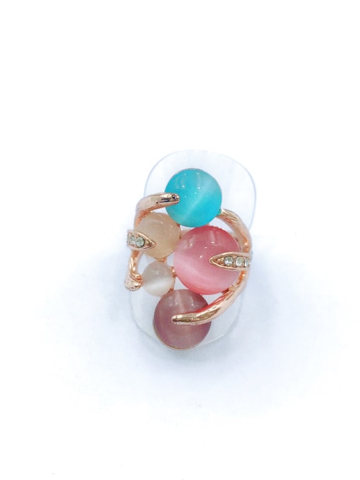 VIENNOIS Zinc Alloy Cats Eye Multi Color Irregular Trend Band Ring 0