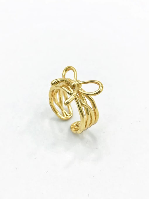 VIENNOIS Brass Bowknot Trend Band Ring 0
