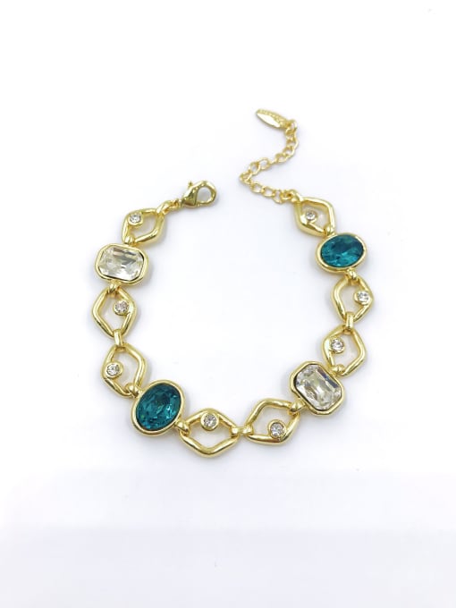 gold+clear&blue glass Zinc Alloy Glass Stone Multi Color Geometric Dainty Bracelet