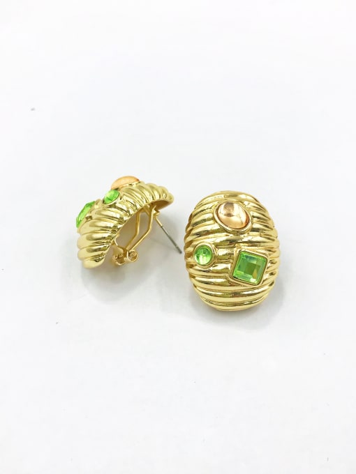 gold+green&light orange resin Zinc Alloy Resin Multi Color Vertical Stripe Trend Clip Earring