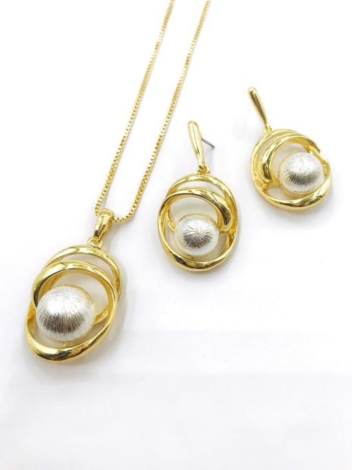 VIENNOIS Minimalist Oval Zinc Alloy Bead Silver Earring and Necklace Set 0