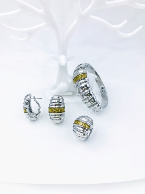 imitation rhodium Zinc Alloy Minimalist  Ring Earring And Bracelet Set