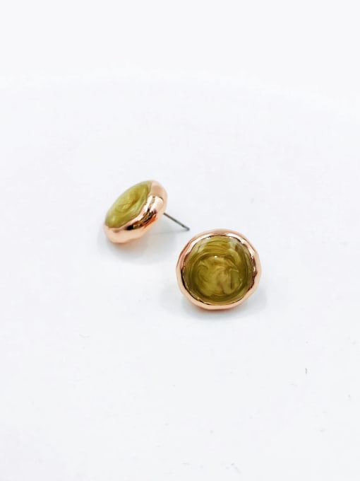rose gold+brown Enamel Zinc Alloy Enamel Irregular Minimalist Stud Earring