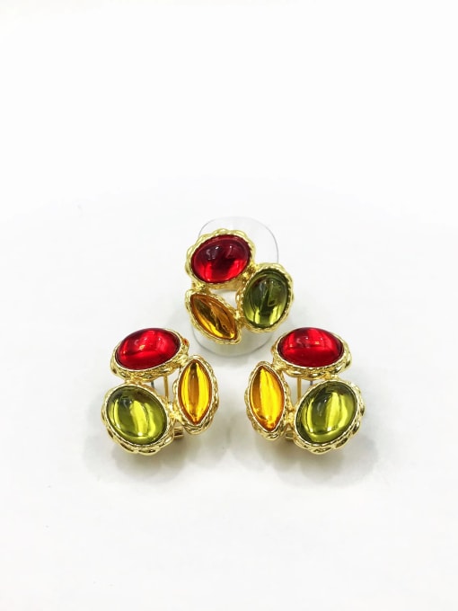 VIENNOIS Zinc Alloy Trend Irregular Resin Multi Color Ring And Earring Set 0