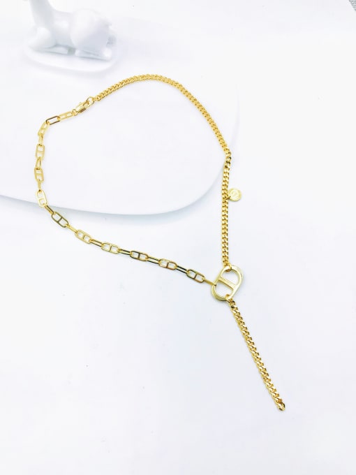 VIENNOIS Brass Letter Minimalist Link Necklace