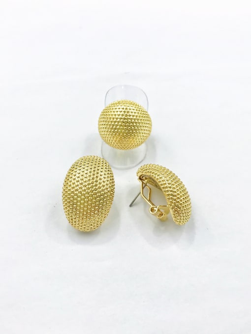 Gold Brass Minimalist Oval Ring And Earring Set