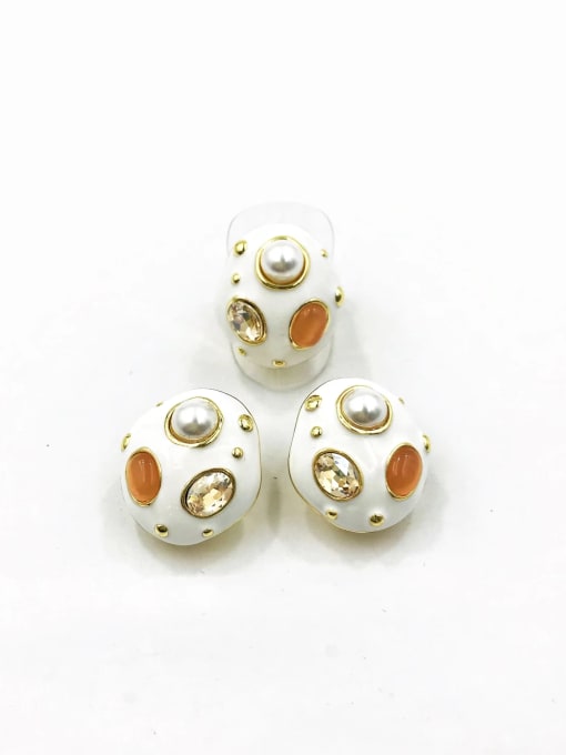 VIENNOIS Zinc Alloy Trend Irregular Imitation Pearl White Enamel Ring And Earring Set 1