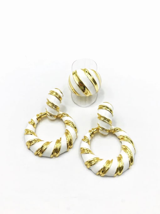 VIENNOIS Zinc Alloy Trend Vertical Stripe Enamel Ring And Earring Set 0