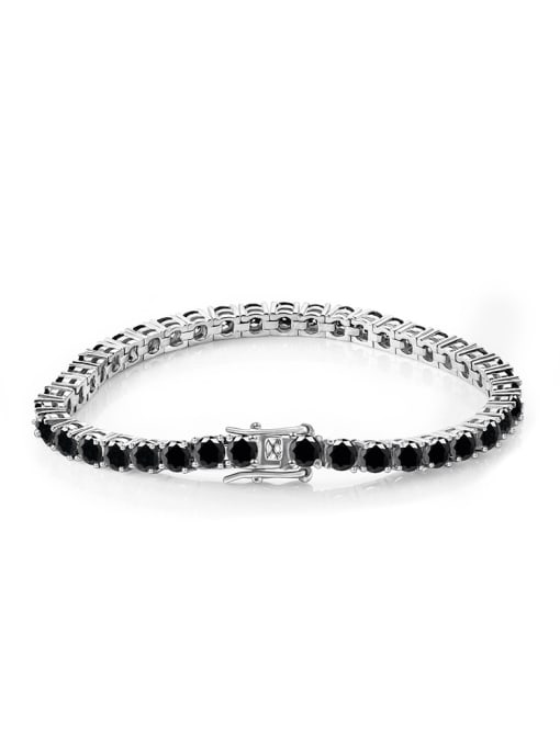 White2.5mm6.5in 925 Sterling Silver Cubic Zirconia Black Minimalist Tennis Bracelet