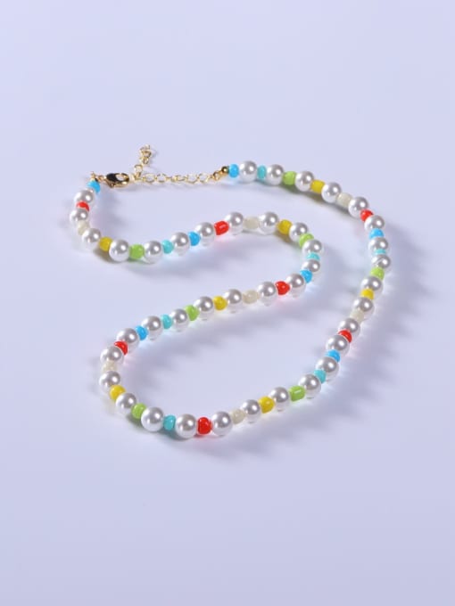 BYG Beads Stainless steel Freshwater Pearl Multi Color Minimalist Beaded Necklace