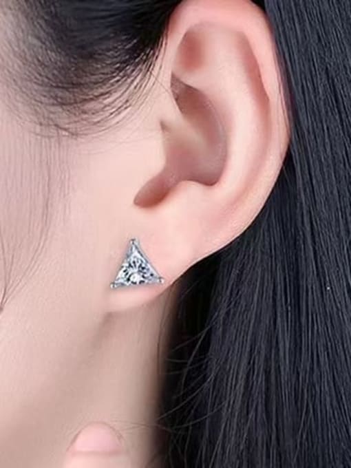 YUEFAN 925 Sterling Silver Cubic Zirconia White Triangle Dainty Stud Earring 2