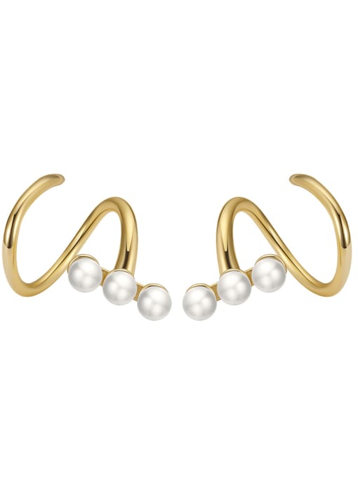 Gold 925 Sterling Silver Freshwater Pearl White Tila Bead Round Dainty Stud Earring