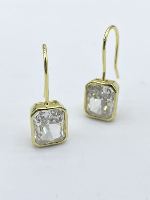 Yellow 925 Sterling Silver Cubic Zirconia White Minimalist Hook Earring