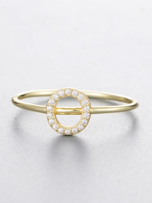 Yellow-o 925 Sterling Silver Cubic Zirconia White Letter Minimalist Band Ring