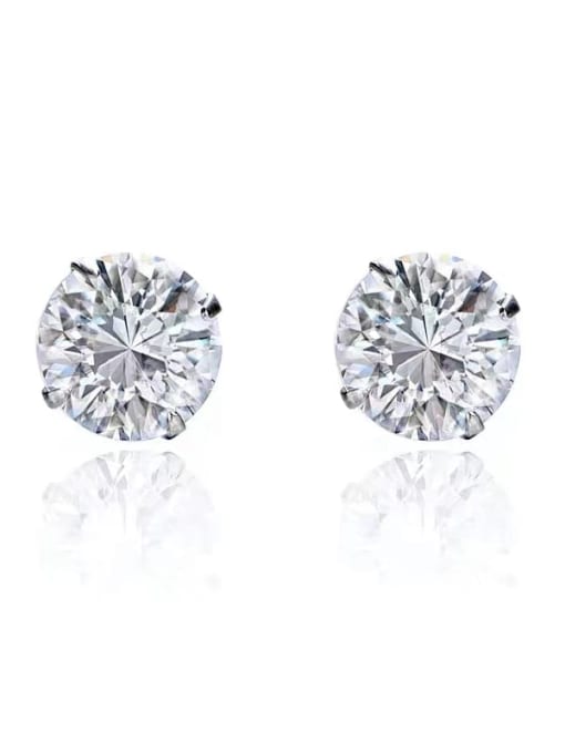 White3.5mm 925 Sterling Silver Cubic Zirconia Multi Color Minimalist Stud Earring