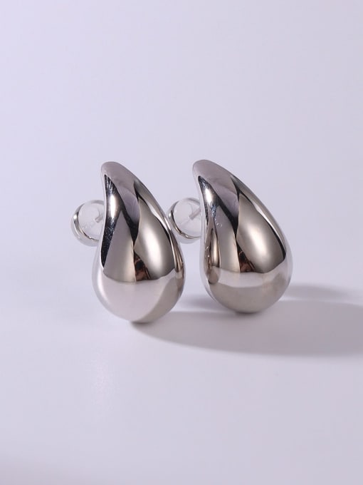 White 15*26 Brass Water Drop Minimalist Stud Earring