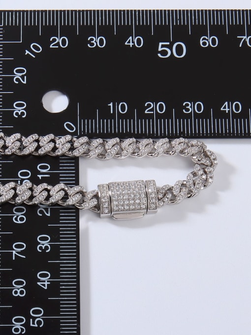 YUEFAN 925 Sterling Silver Cubic Zirconia White Minimalist Link Bracelet 1