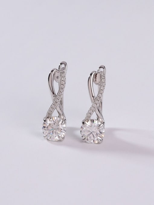 White 925 Sterling Silver Cubic Zirconia White Minimalist Clip Earring