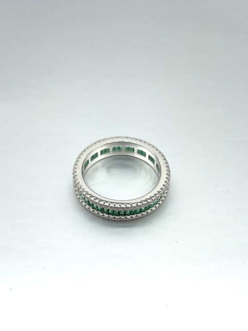 YUEFAN 925 Sterling Silver Cubic Zirconia Green Minimalist Multistone Ring 3