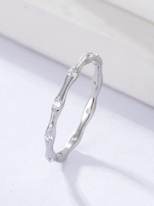 YUEFAN 925 Sterling Silver Cubic Zirconia White Minimalist Band Ring 0