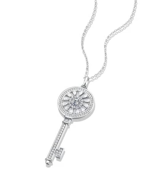 Jane Stone 925 Sterling Silver Moissanite White Key Dainty Lariat Necklace