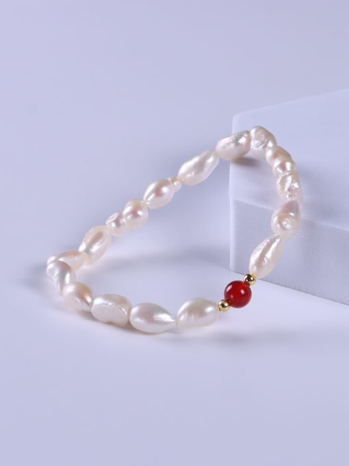 White Stainless steel Freshwater Pearl Multi Color Minimalist Handmade Beaded Bracelet