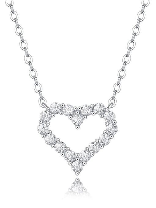 Jane Stone 925 Sterling Silver Moissanite White Heart Minimalist Lariat Necklace 2