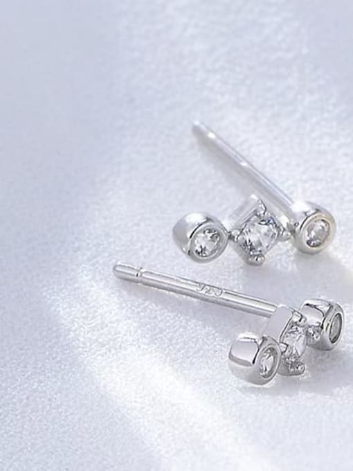 YUEFAN 925 Sterling Silver Cubic Zirconia White Minimalist Stud Earring 2