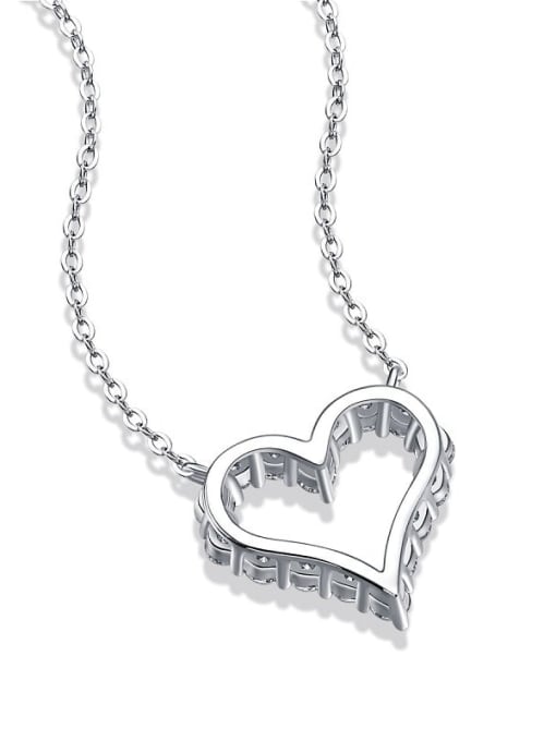 Jane Stone 925 Sterling Silver Moissanite White Heart Minimalist Lariat Necklace 1