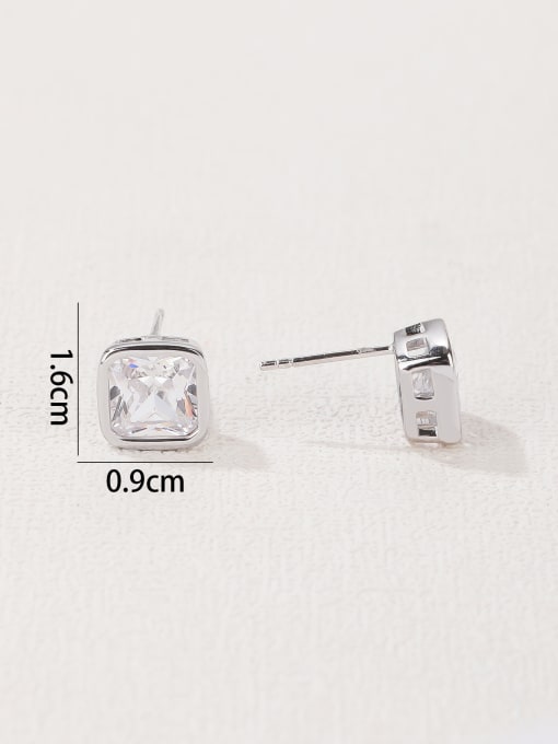 YUEFAN 925 Sterling Silver Cubic Zirconia White Minimalist Stud Earring 4