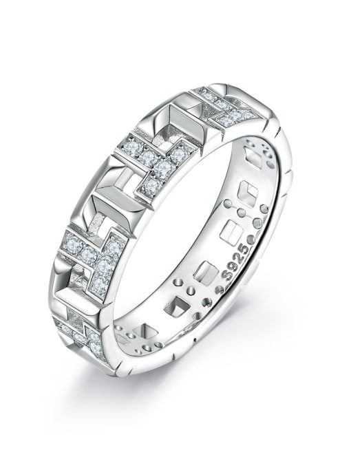YUEFAN 925 Sterling Silver Cubic Zirconia White Minimalist Band Ring 0