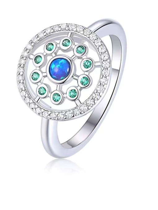 OPAL 925 Sterling Silver Synthetic Opal Multi Color Minimalist Band Ring 1