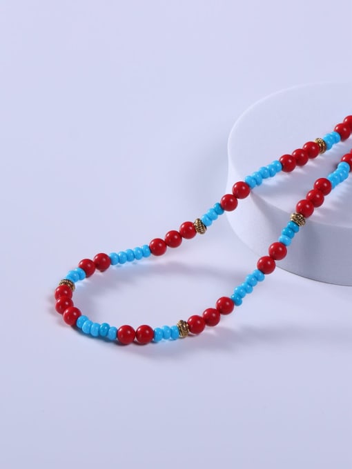 BYG Beads Stainless steel Crystal Multi Color Minimalist Beaded Necklace 2