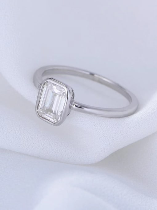 YUEFAN 925 Sterling Silver Cubic Zirconia White Minimalist Band Ring 1