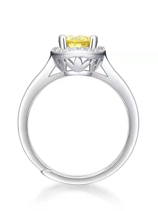 Jane Stone 925 Sterling Silver Moissanite Yellow Dainty Band Ring 2