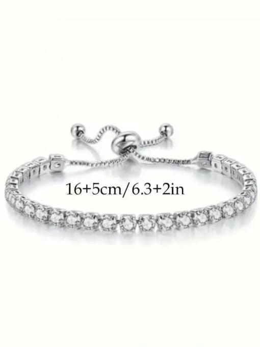 White 3.0 925 Sterling Silver Moissanite White Minimalist Adjustable Bracelet