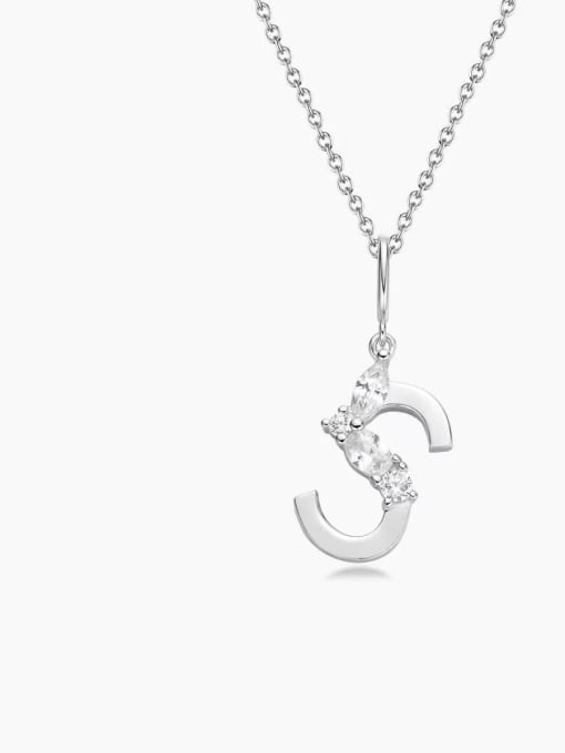 White s 925 Sterling Silver Cubic Zirconia White Minimalist Initials Necklace