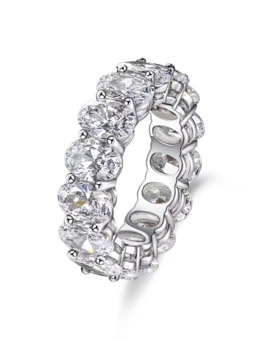 YUEFAN 925 Sterling Silver Cubic Zirconia White Band Ring 0