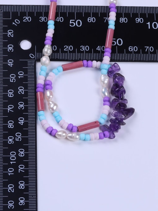 BYG Beads Stainless steel Light Amethyst Multi Color Stone Minimalist Beaded Necklace 3