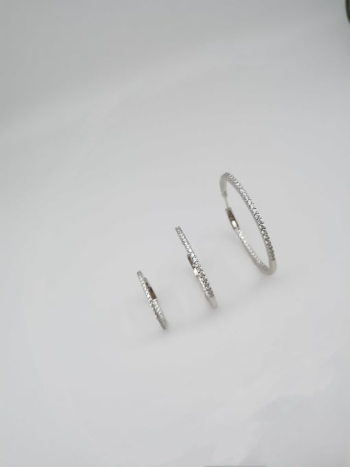 YUEFAN 925 Sterling Silver Cubic Zirconia White Minimalist Hoop Earring