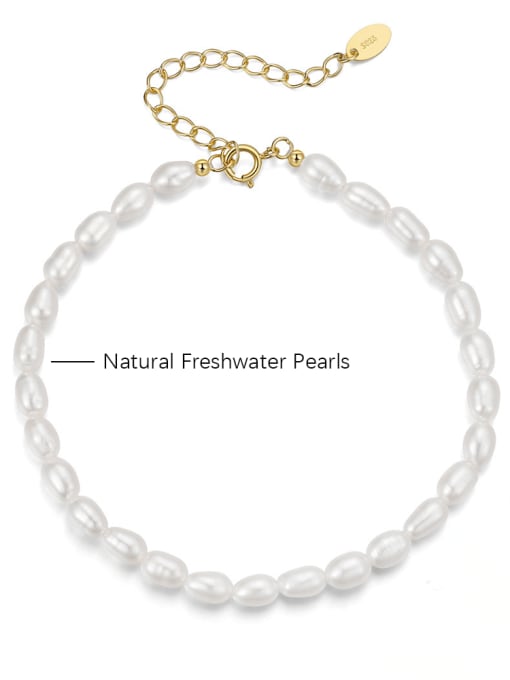 BYG Beads 925 Sterling Silver Freshwater Pearl White Tila Bead Oval Minimalist Handmade Beaded Bracelet 4