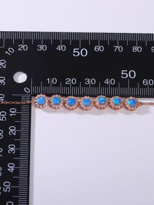 OPAL 925 Sterling Silver Synthetic Opal Blue Minimalist Adjustable Bracelet 4
