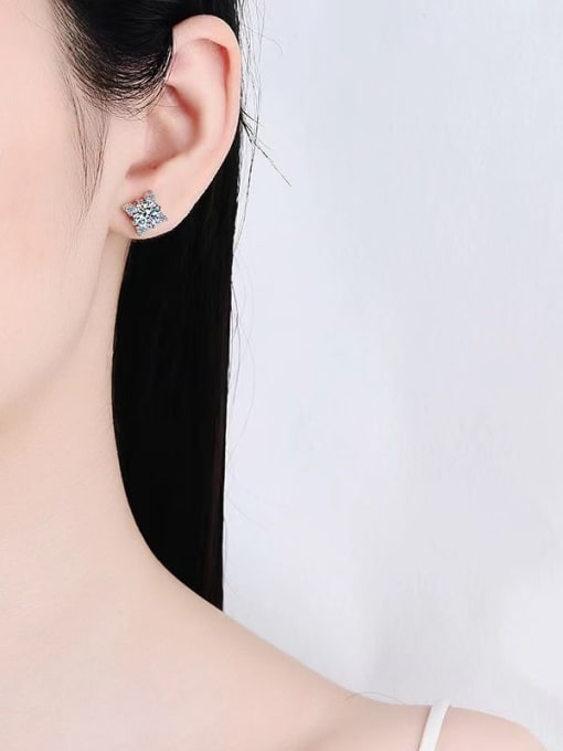 Jane Stone 925 Sterling Silver Moissanite White Minimalist Stud Earring 3