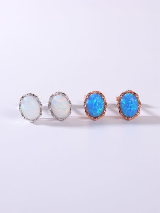 OPAL 925 Sterling Silver Synthetic Opal Multi Color Minimalist Stud Earring 0