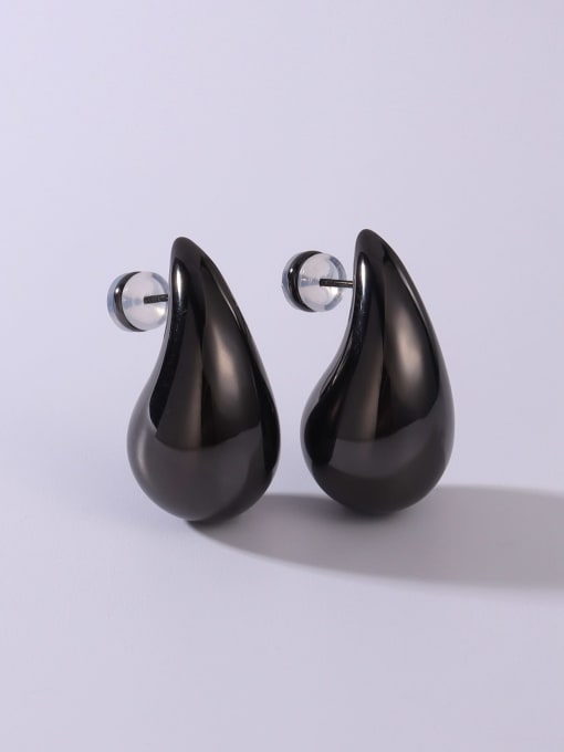Black 17*34 Brass Water Drop Minimalist Stud Earring