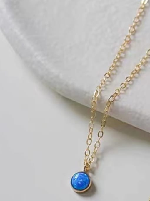Blue4MM 925 Sterling Silver Synthetic Opal Blue Minimalist Link Necklace