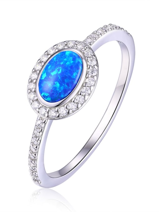 OPAL 925 Sterling Silver Synthetic Opal Multi Color Minimalist Band Ring 0