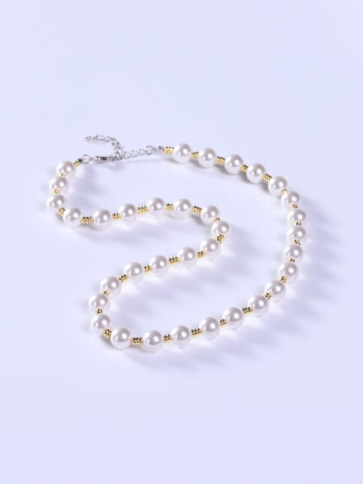 BYG Beads Stainless steel Freshwater Pearl White Minimalist Beaded Necklace