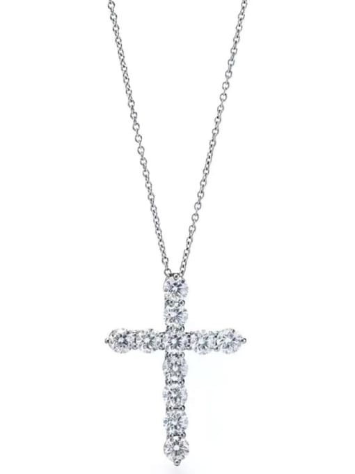 YUEFAN 925 Sterling Silver Cubic Zirconia White Religious Minimalist Lariat Necklace